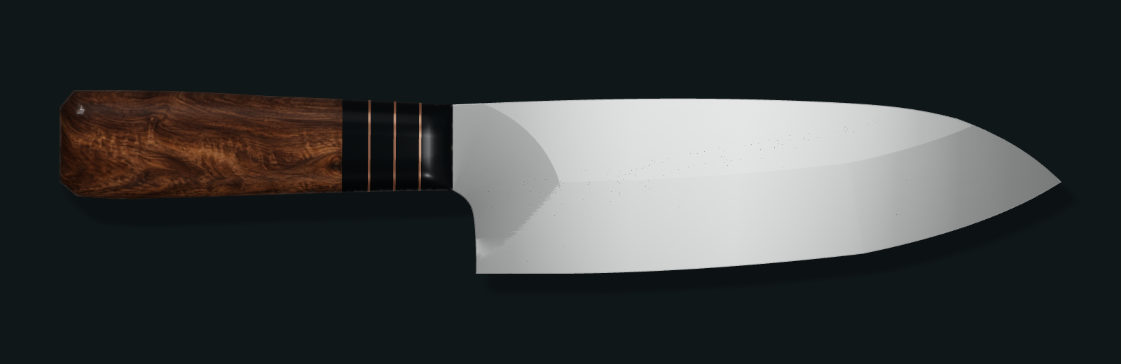 The same example Chef profile with satin steel and a walnut handle